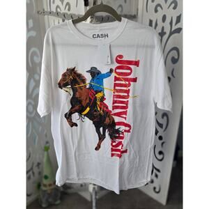 Johnny Cash Western Cowboy Graphic T Shirt NWT Medium Country Music Tee